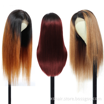 Real red Color Blonde curly Human hair wigs wavy Dropship human hair wigs Ombre hair wig